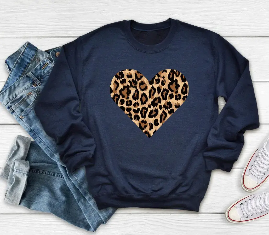 Black Leopard Lip Print Crewneck Sweatshirt