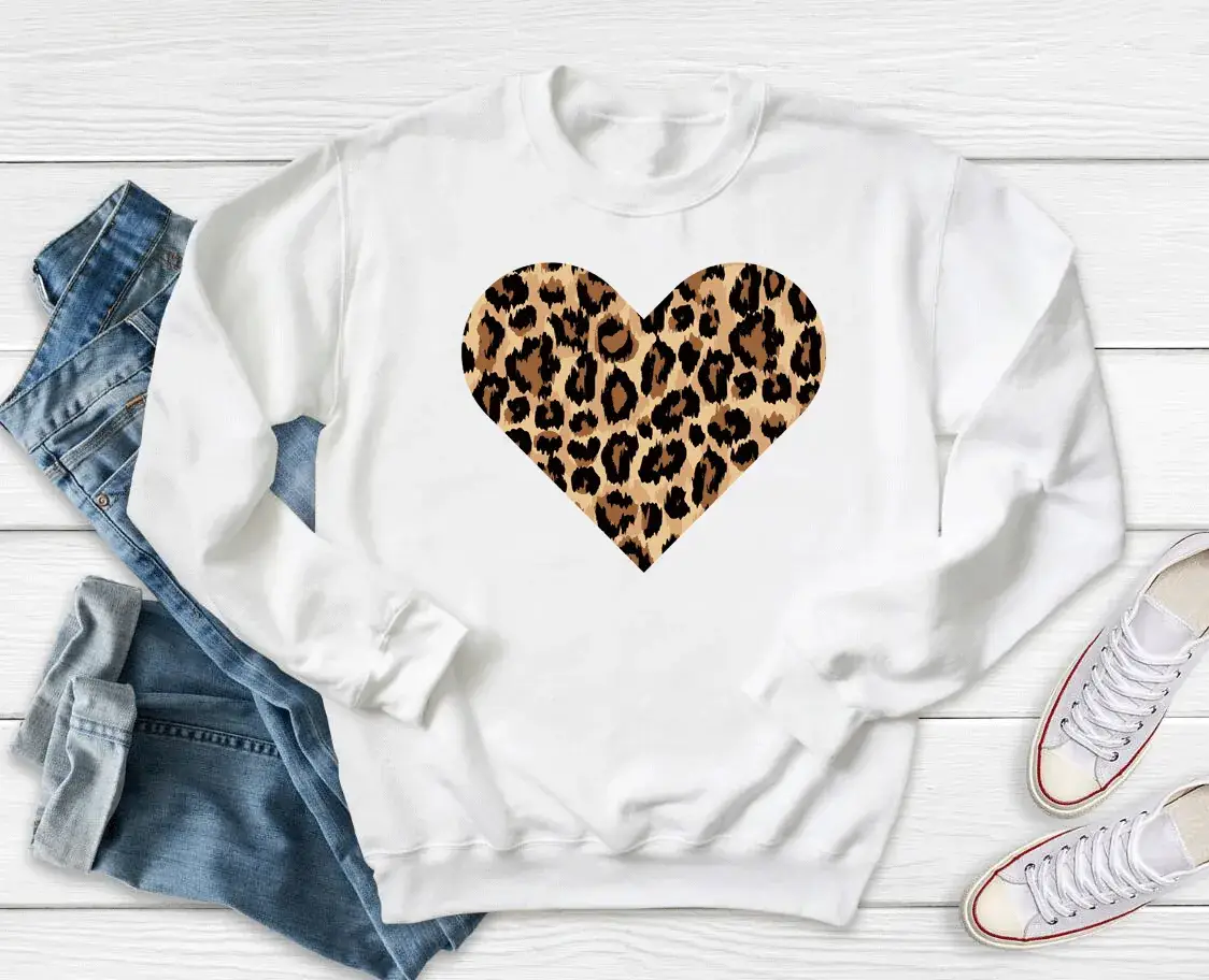 Black Leopard Lip Print Crewneck Sweatshirt