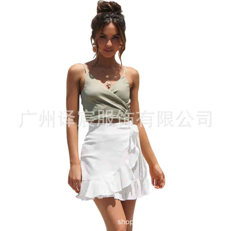 Women's Red High Waist Skirt with High Waist Top - Image 4