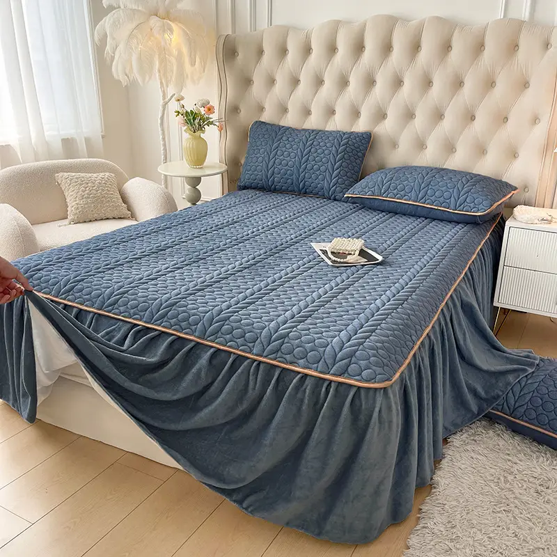 Quilted Cotton Bedspread Single Size Non-Slip Protective Cover