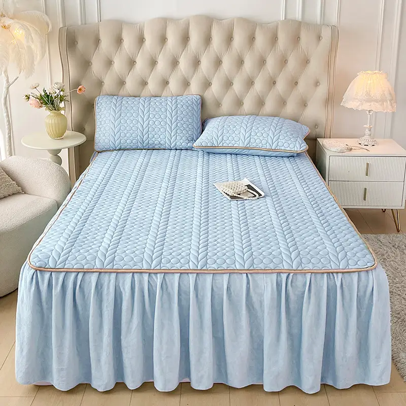 Quilted Cotton Bedspread Single Size Non-Slip Protective Cover