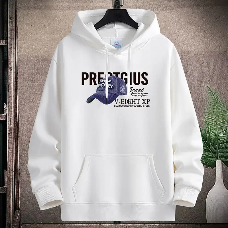 Men Fleece Hoodie Pre-Collective Korean Style Loose Fit