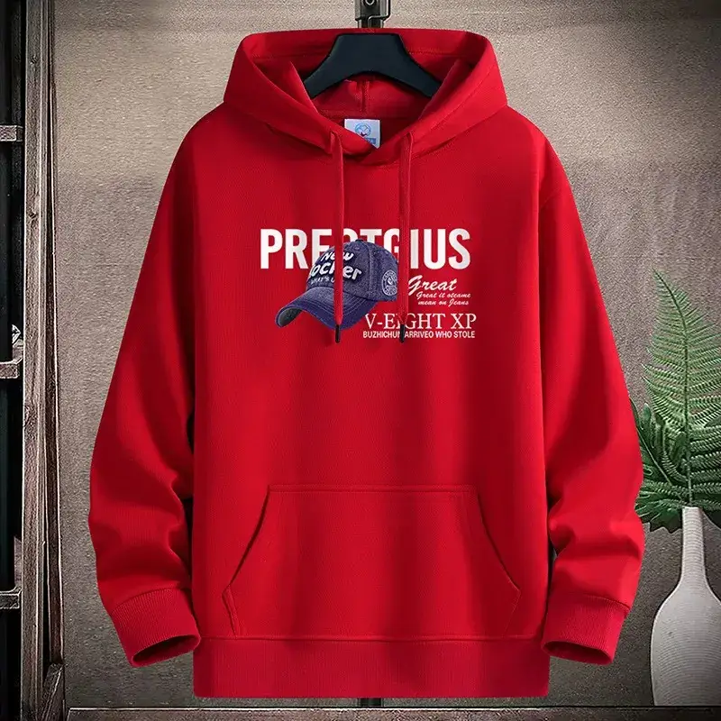Men Fleece Hoodie Pre-Collective Korean Style Loose Fit