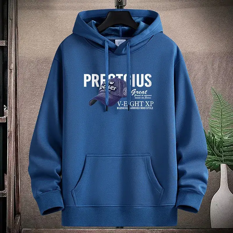 Men Fleece Hoodie Pre-Collective Korean Style Loose Fit