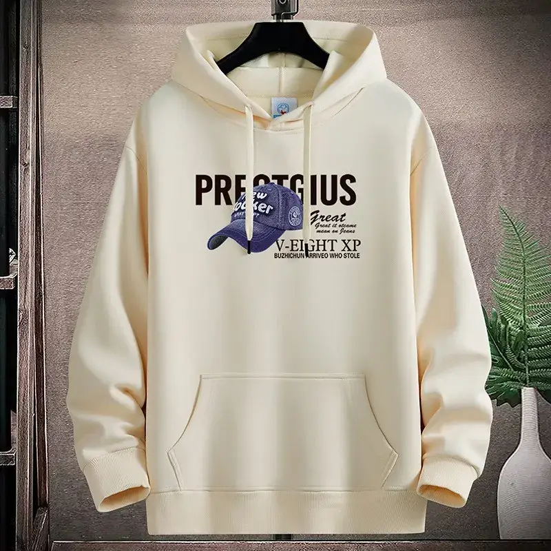 Men Fleece Hoodie Pre-Collective Korean Style Loose Fit