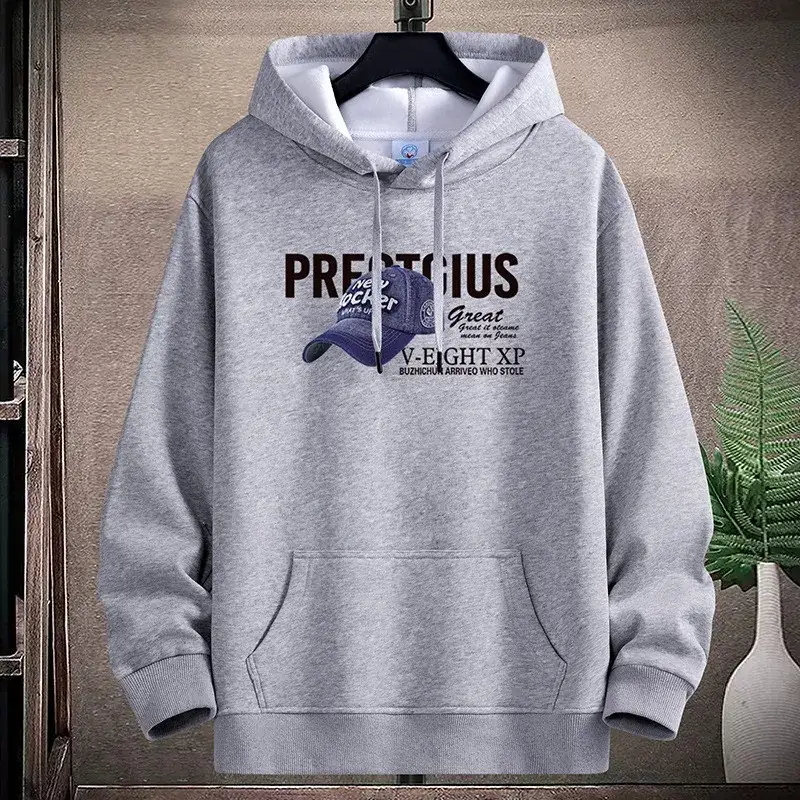 Men Fleece Hoodie Pre-Collective Korean Style Loose Fit