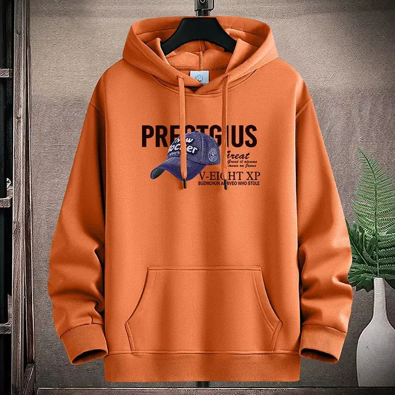 Men Fleece Hoodie Pre-Collective Korean Style Loose Fit