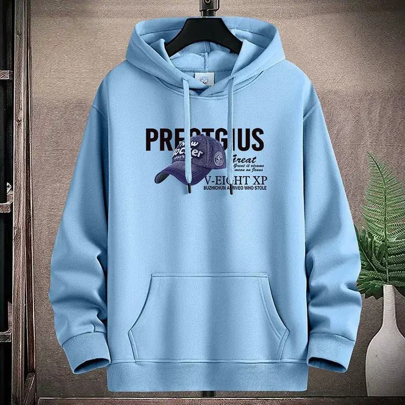 Men Fleece Hoodie Pre-Collective Korean Style Loose Fit