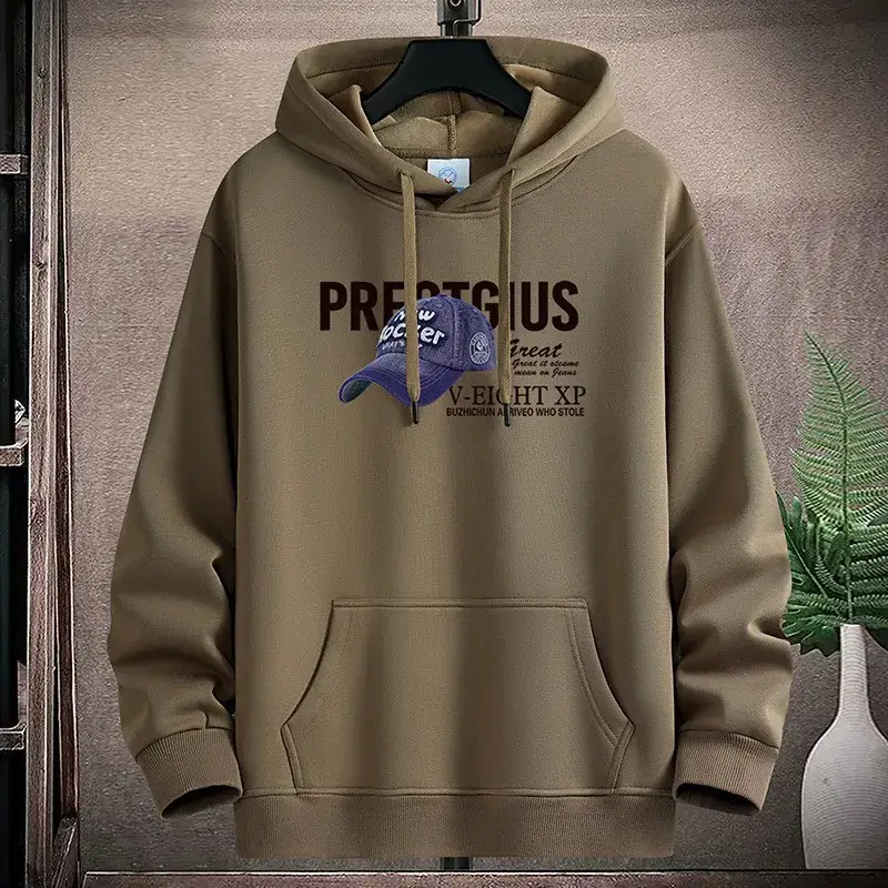 Men Fleece Hoodie Pre-Collective Korean Style Loose Fit