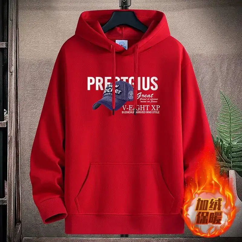 Men Fleece Hoodie Pre-Collective Korean Style Loose Fit