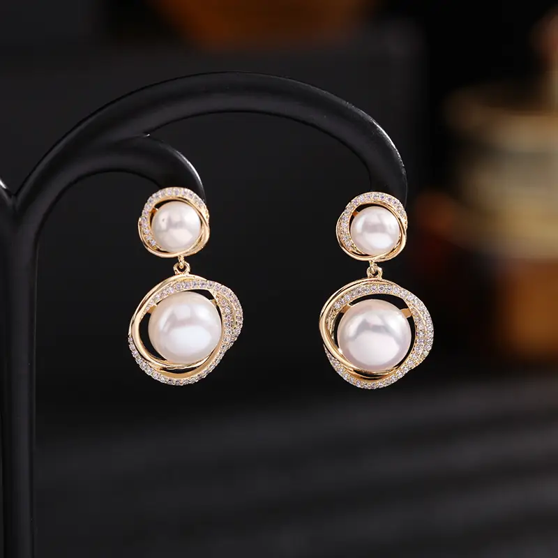 925 Silver Pearl Earrings for Women Elegant Retro Design