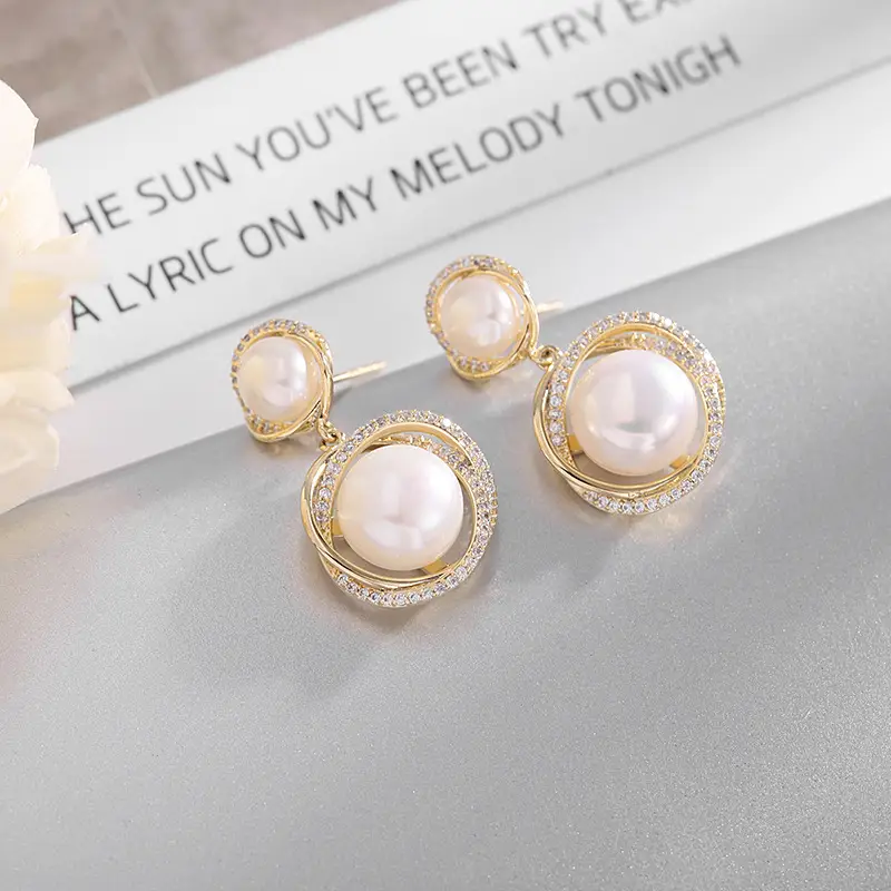 925 Silver Pearl Earrings for Women Elegant Retro Design