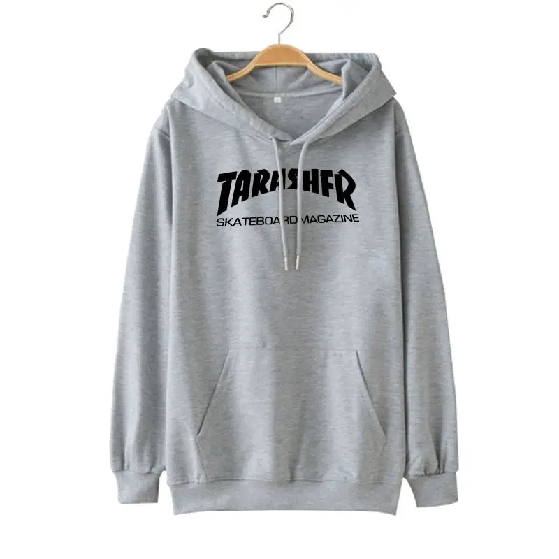 Women Grey Thrasher Hoodie with Drawstring Cap — feature 2