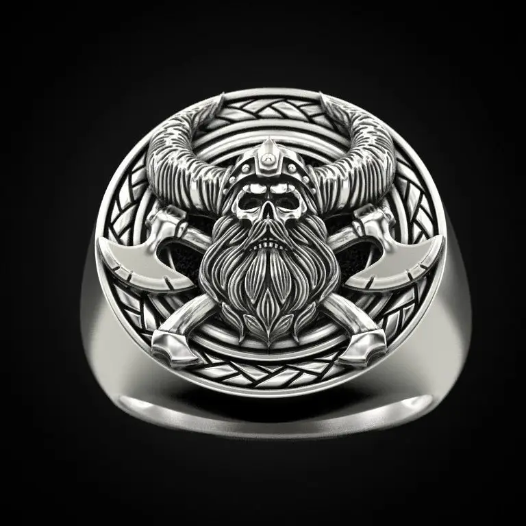 Nordic Viking Skull Ring for Men Retro Design - Image 4