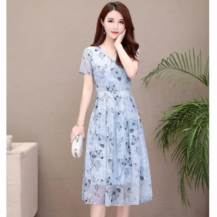 Pink Floral A-Line Summer Dress for Women — feature 6