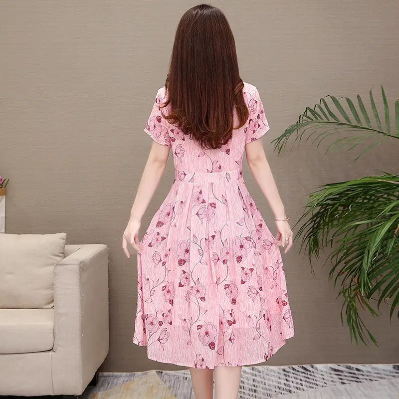 Pink Floral A-Line Summer Dress for Women — feature 9