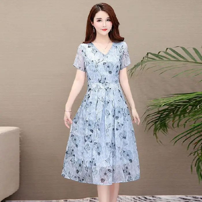 Pink Floral A-Line Summer Dress for Women