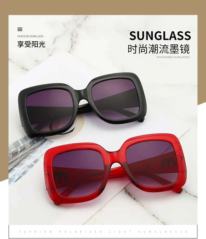 L'oreo Square Frame UV400 Sunglasses Women Red Black — feature 1