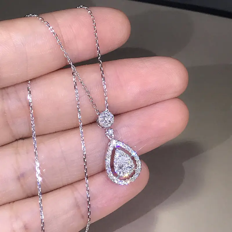 Korean Drop Shaped Zircon Necklace for Women - Image 2