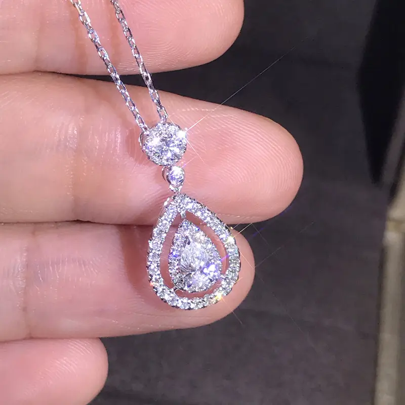 Korean Drop Shaped Zircon Necklace for Women - Image 3