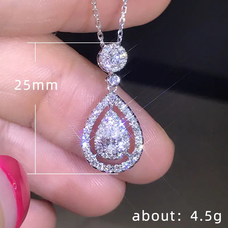 Korean Drop Shaped Zircon Necklace for Women - Image 5