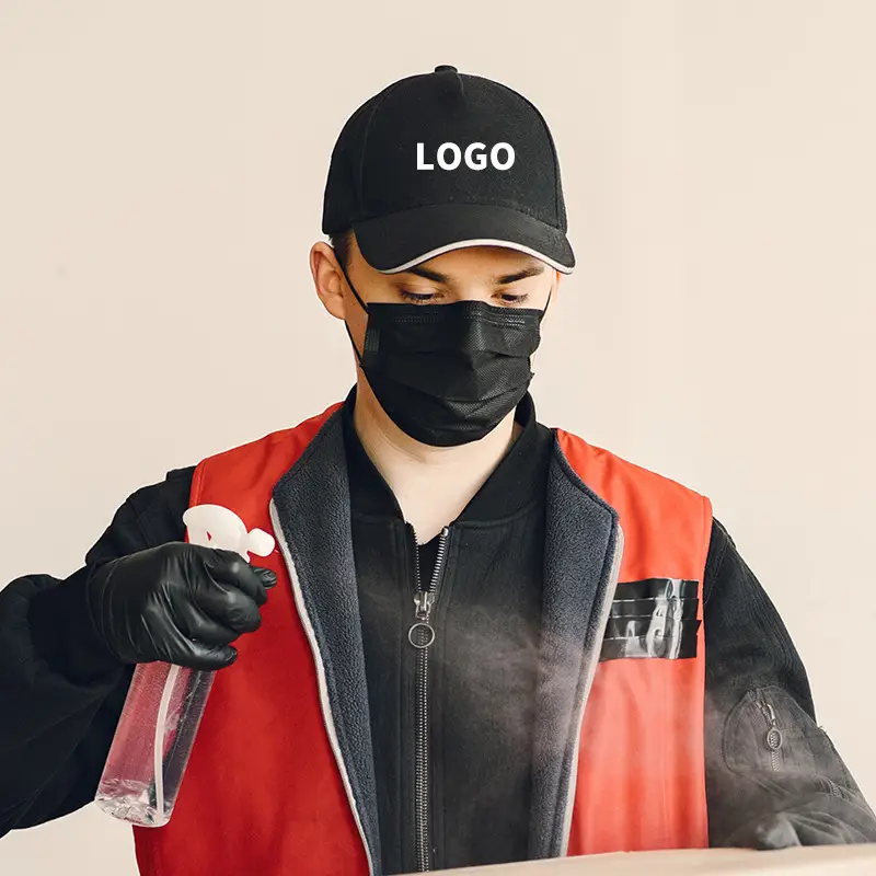 Black Blue Printed Baseball Cap with Logo - Image 14