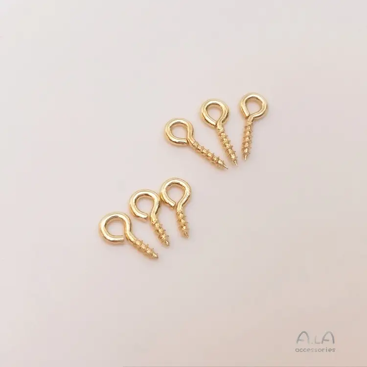 14K Gold Sheep's Eye Nail 9 Pin Screw Pendant Ring — feature 15