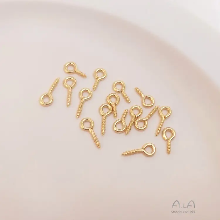 14K Gold Sheep's Eye Nail 9 Pin Screw Pendant Ring — feature 18
