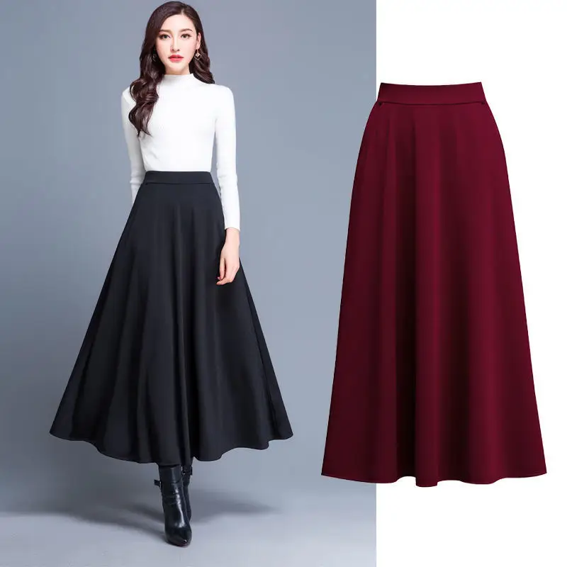 Women's Black A-Line Skirt Large Swing 2023 - Image 4