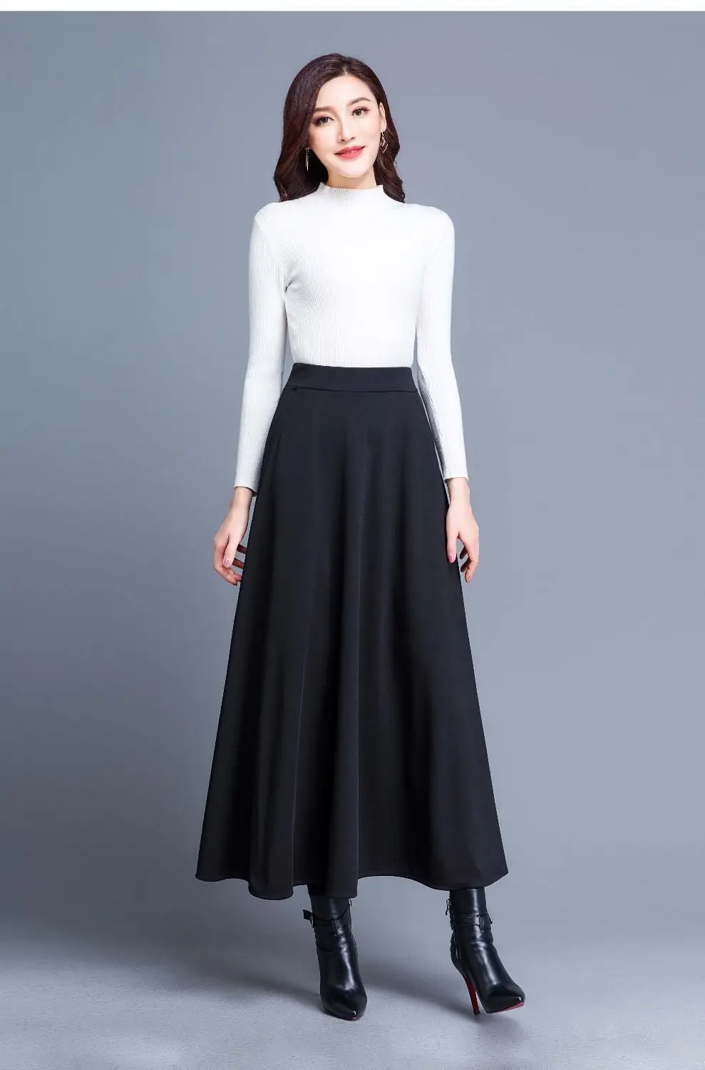 Women's Black A-Line Skirt Large Swing 2023 — feature 10