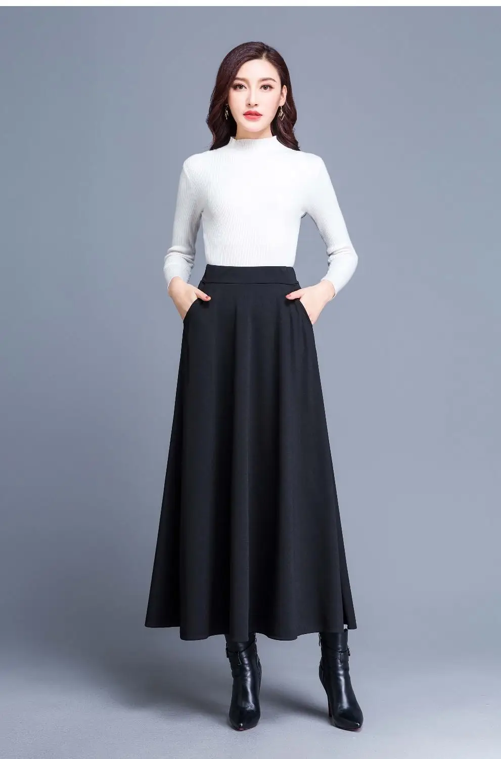 Women's Black A-Line Skirt Large Swing 2023 — feature 11