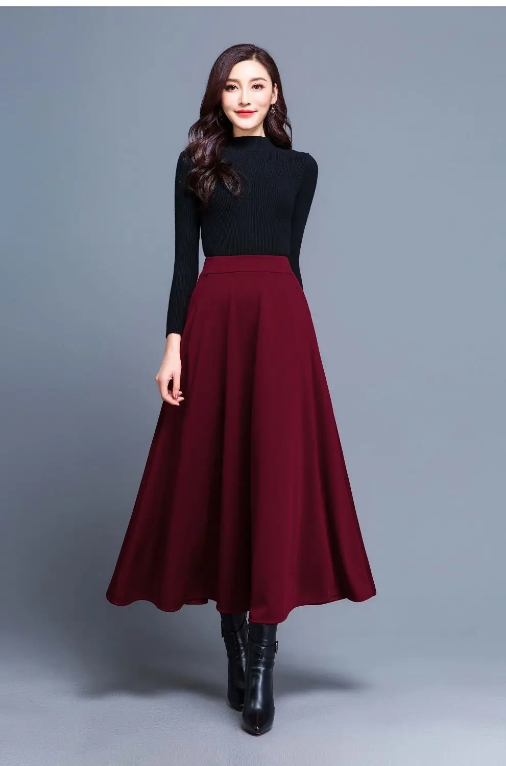 Women's Black A-Line Skirt Large Swing 2023 — feature 13