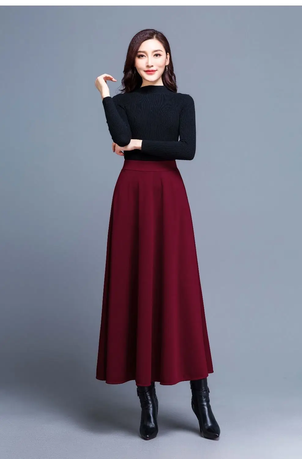 Women's Black A-Line Skirt Large Swing 2023 — feature 14