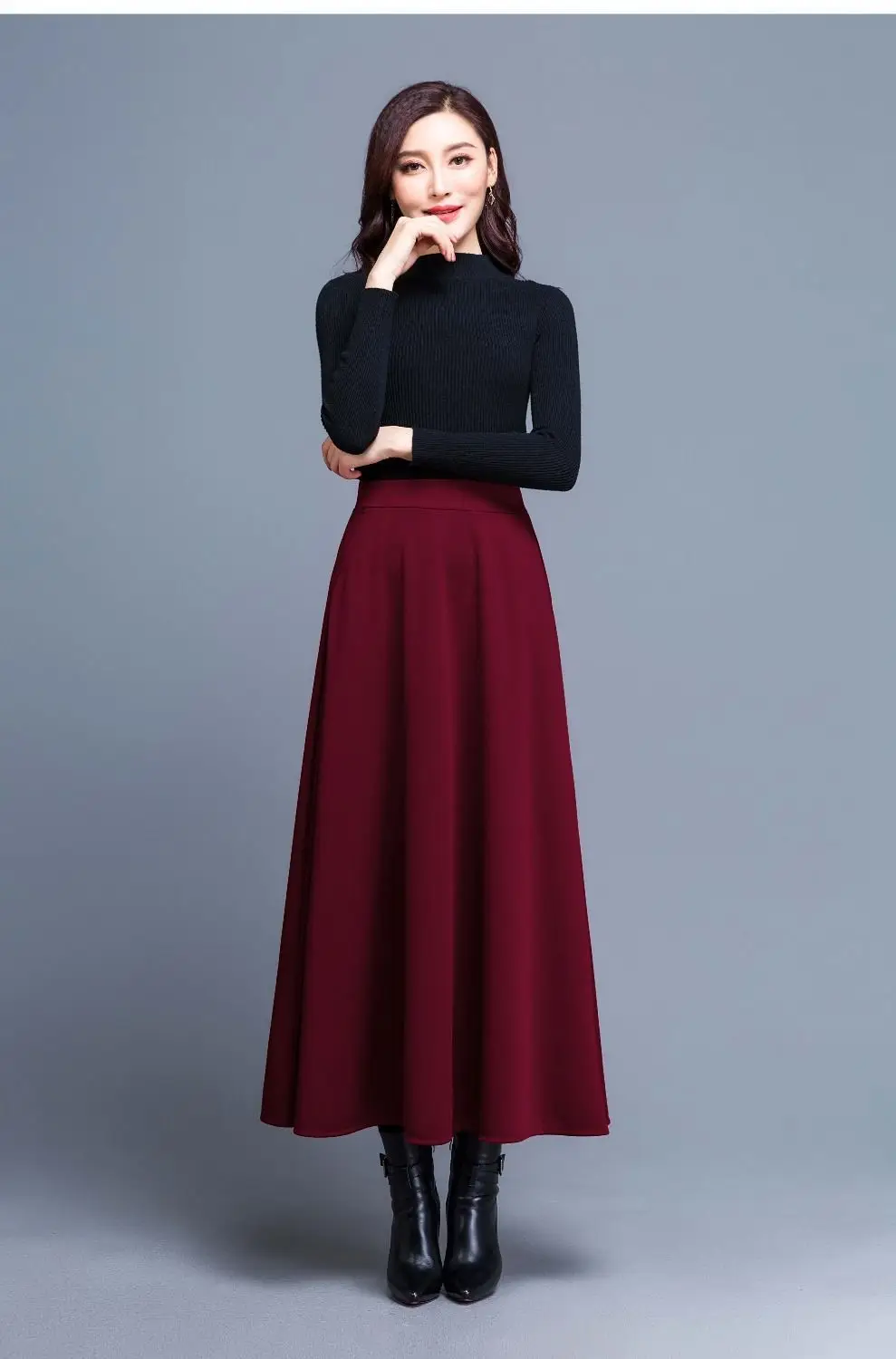 Women's Black A-Line Skirt Large Swing 2023 — feature 15