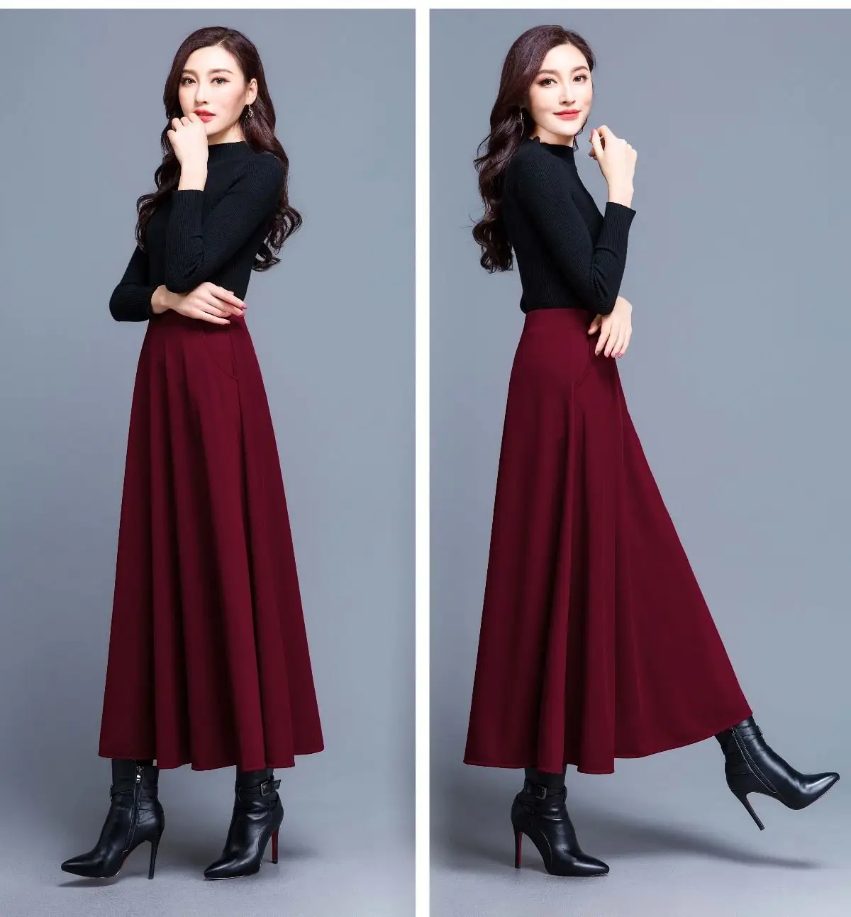 Women's Black A-Line Skirt Large Swing 2023 — feature 16