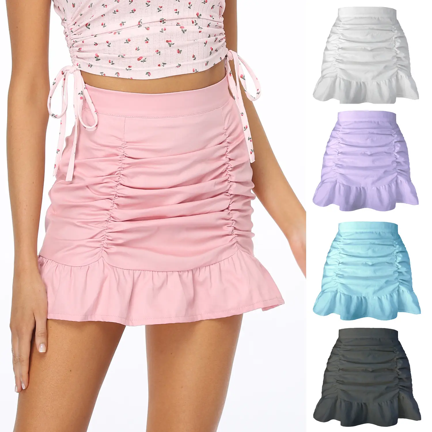 2022 Ruched Fishtail Skirt High Waist Slimming - Image 8