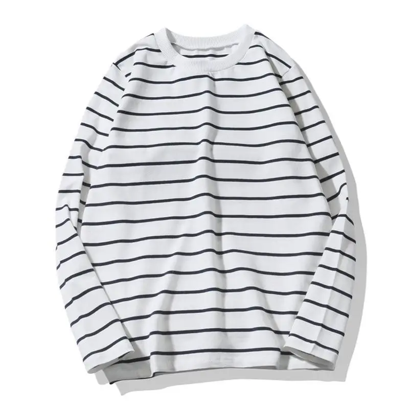 Men's White Striped Long Sleeve T-Shirt - Image 9