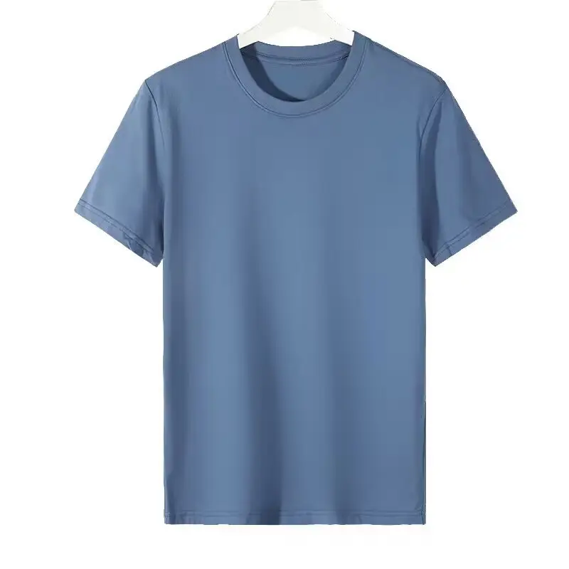 Men Cotton T-Shirt Blue Round Neck - Image 10