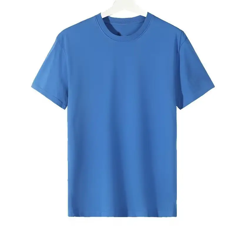 Men Cotton T-Shirt Blue Round Neck - Image 18
