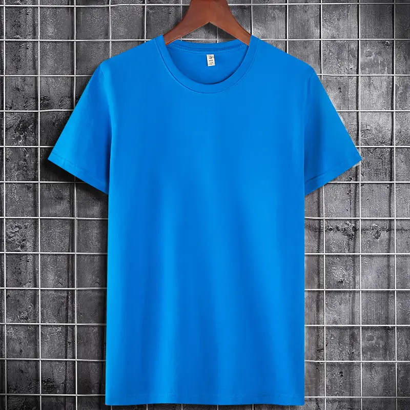 Men Cotton T-Shirt Blue Round Neck - Image 8