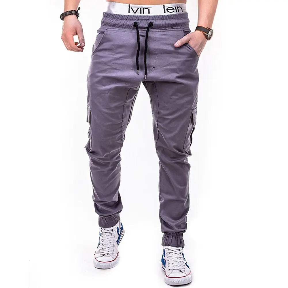 Men Black Cotton Jogger Pants Large Casual Wear - Image 2