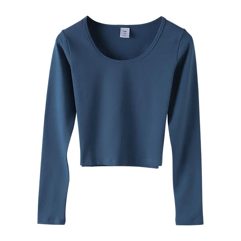 Women's White Slim Fit Long Sleeve Top with Round Neck - Image 13