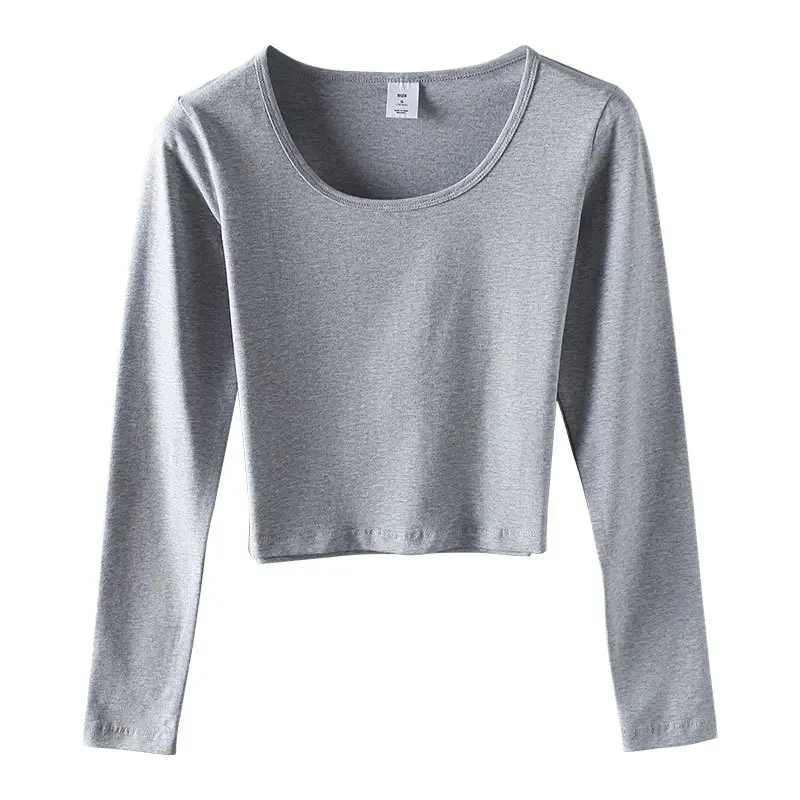 Women's White Slim Fit Long Sleeve Top with Round Neck - Image 2