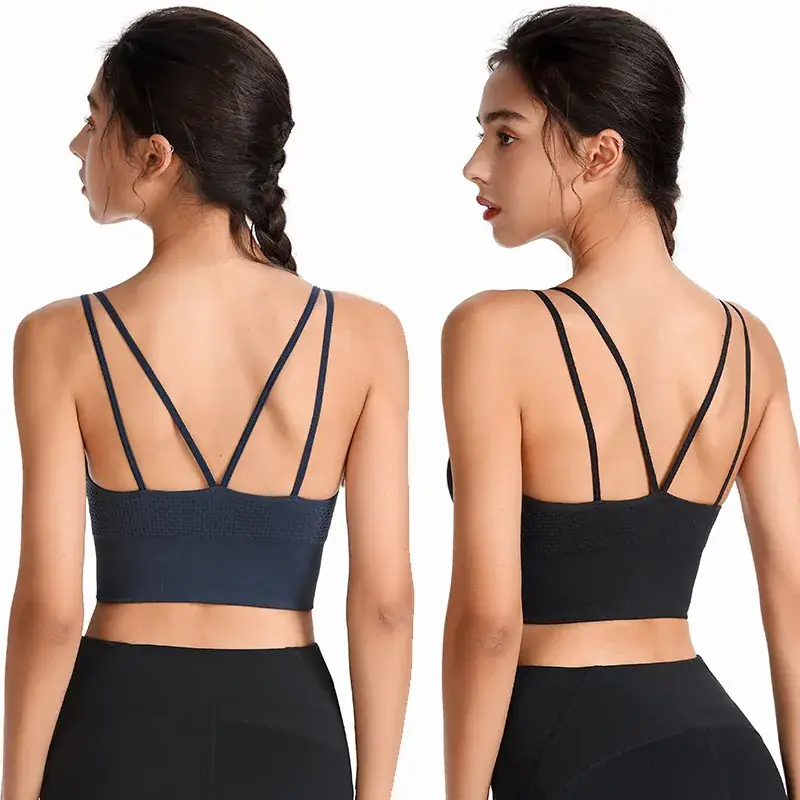 Blue Crossbody Sports Bra with Crossback Design - Image 22