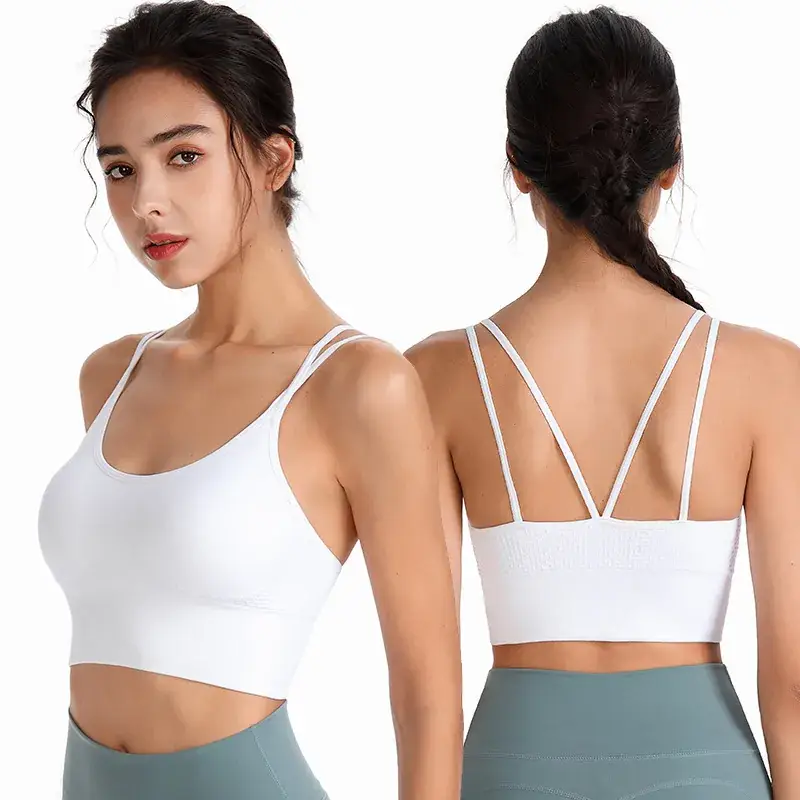 Blue Crossbody Sports Bra with Crossback Design - Image 23