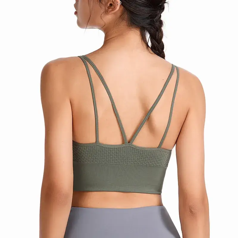 Blue Crossbody Sports Bra with Crossback Design - Image 24