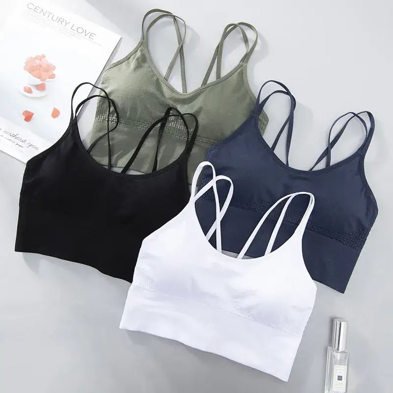 Blue Crossbody Sports Bra with Crossback Design - Image 25