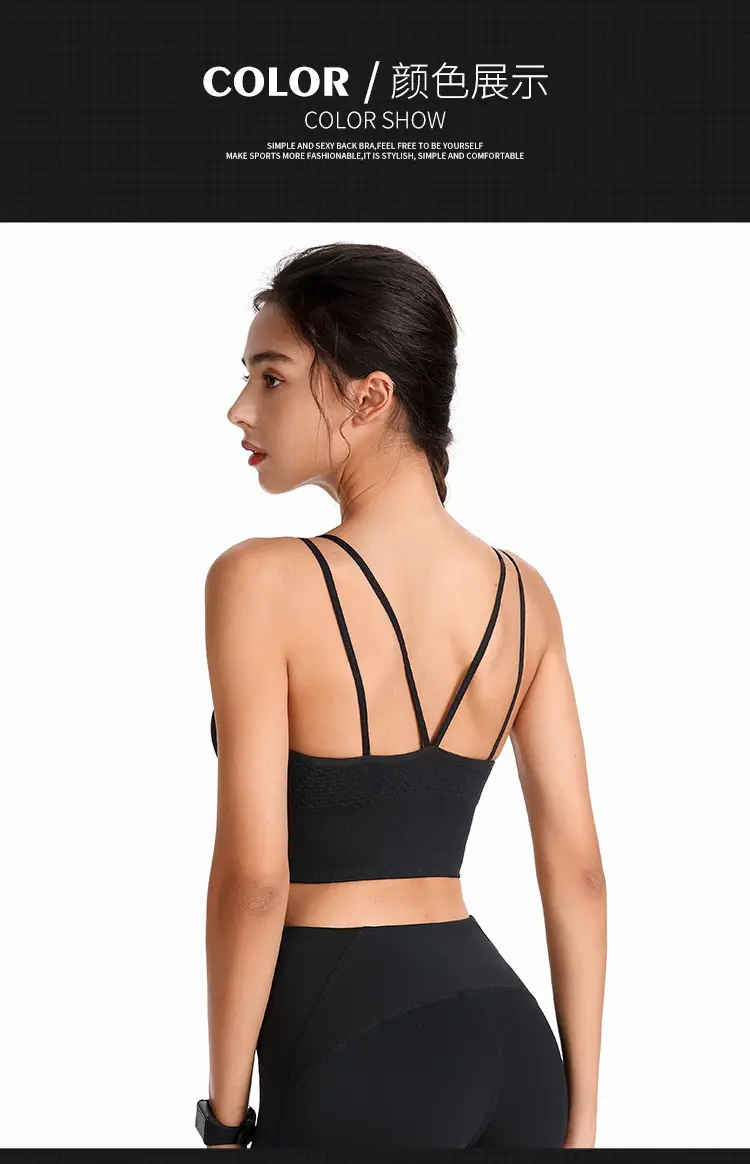 Blue Crossbody Sports Bra with Crossback Design — feature 5