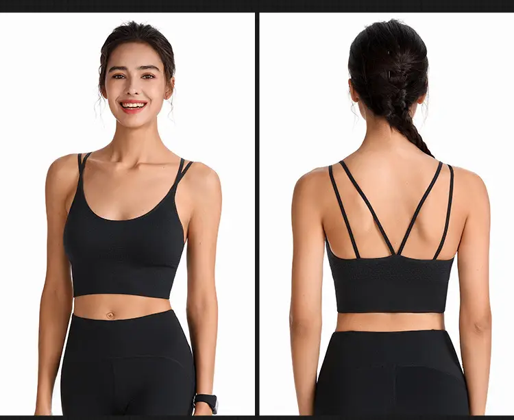 Blue Crossbody Sports Bra with Crossback Design — feature 6