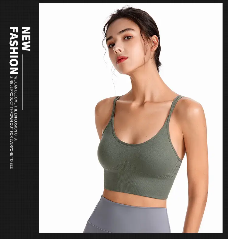 Blue Crossbody Sports Bra with Crossback Design — feature 7
